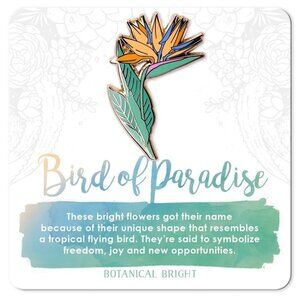 Bird of Paradise Flower Enamel Pin - Gold‎ Plated Nature Jewelry - Floral Brooch